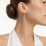 Leslie's 14K w/Wht RH Polished Fancy Oval Link Post Dangle Earrings - Model Shot