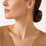 Leslie's 14K Polished Fancy Contoured Link Post Dangle Earrings - Model Shot