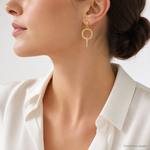 Leslie's 14KTT Polished Brushed D/C Circles Post Dangle Earrings - Model Shot