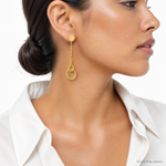 Leslie's 14K Polished 2-Strand Double Circle Post Dangle Earrings - Model Shot