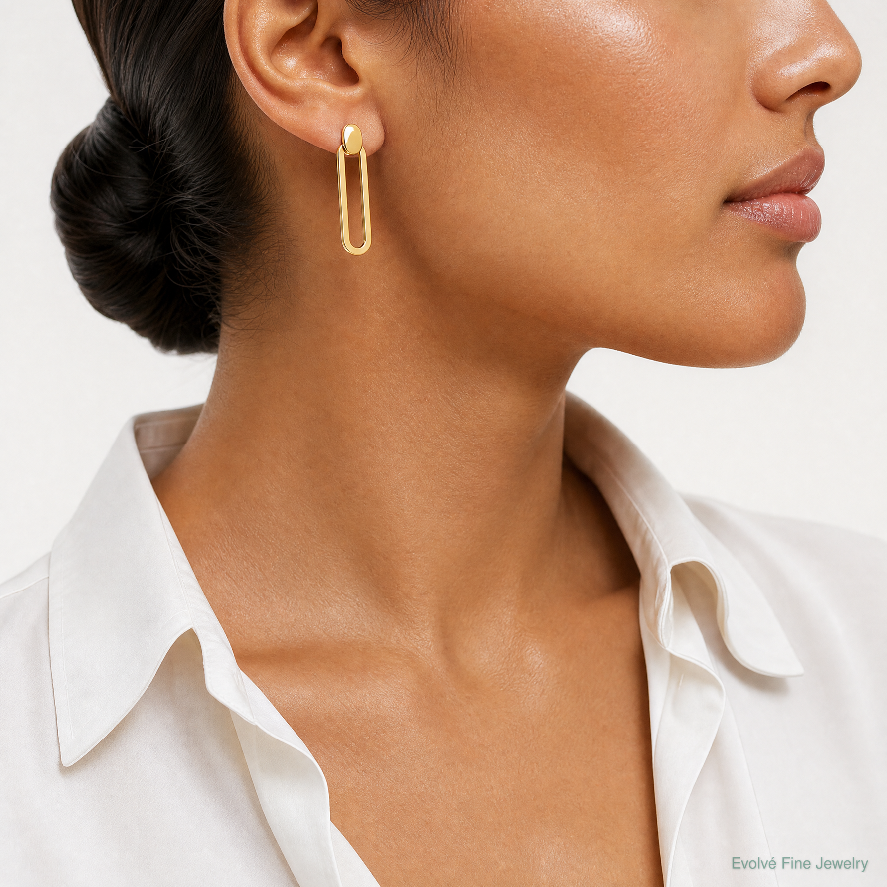 Leslie's 14K Polished Link Dangle Post Earrings - Model Shot