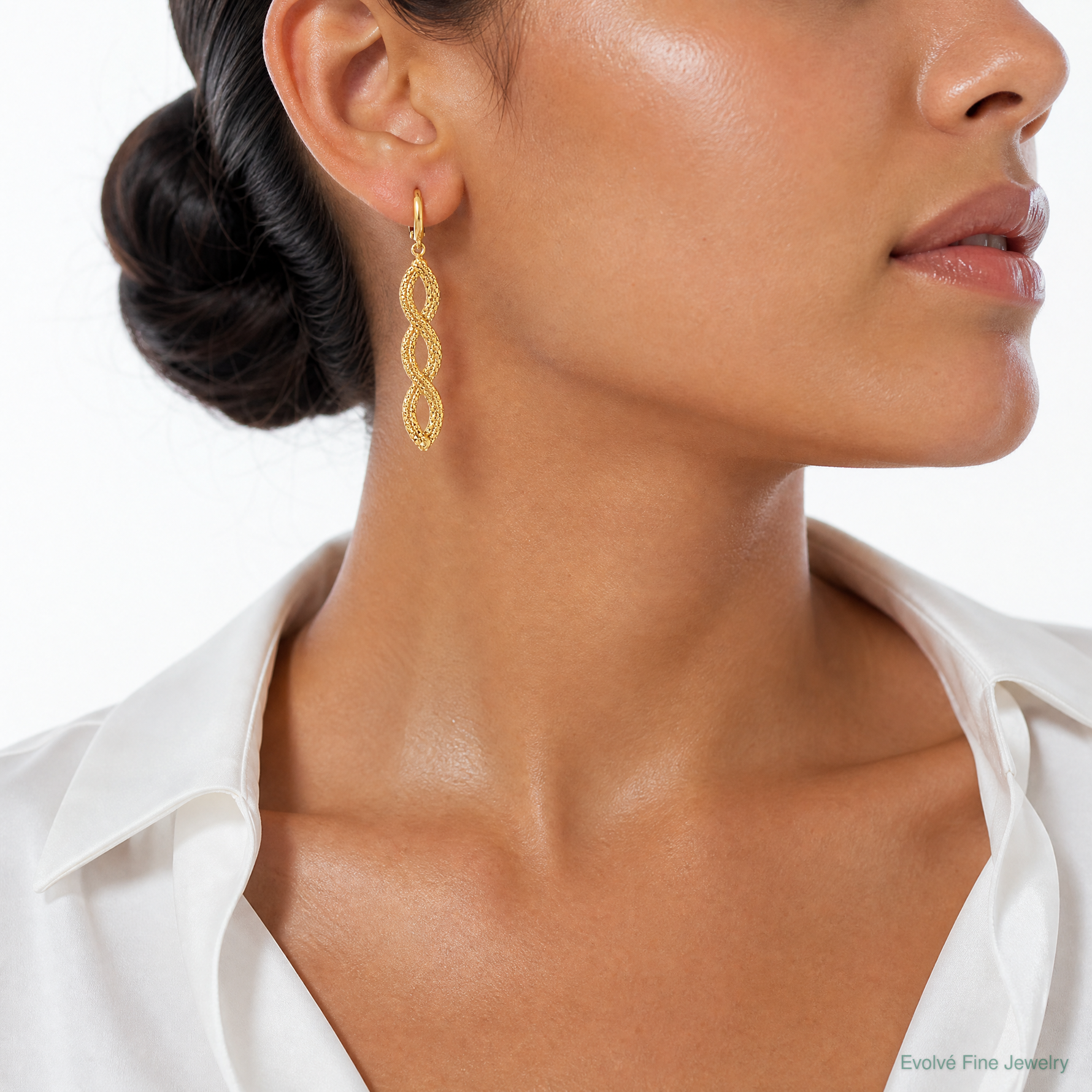 Leslie's 14K Polished Fancy Woven Dangle Leverback Earrings - Model Shot