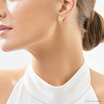 Leslie's 14K w/Rhod/Rose Gold-plat Polished/Twisted J-Hoop Post Earrings - Model Shot