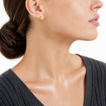 Leslie's 14K Polished and Grooved J-Hoop Post Earrings - Model Shot