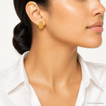 Leslie's 14K Polished and Grooved Hollow Puffed Post Earrings - Model Shot