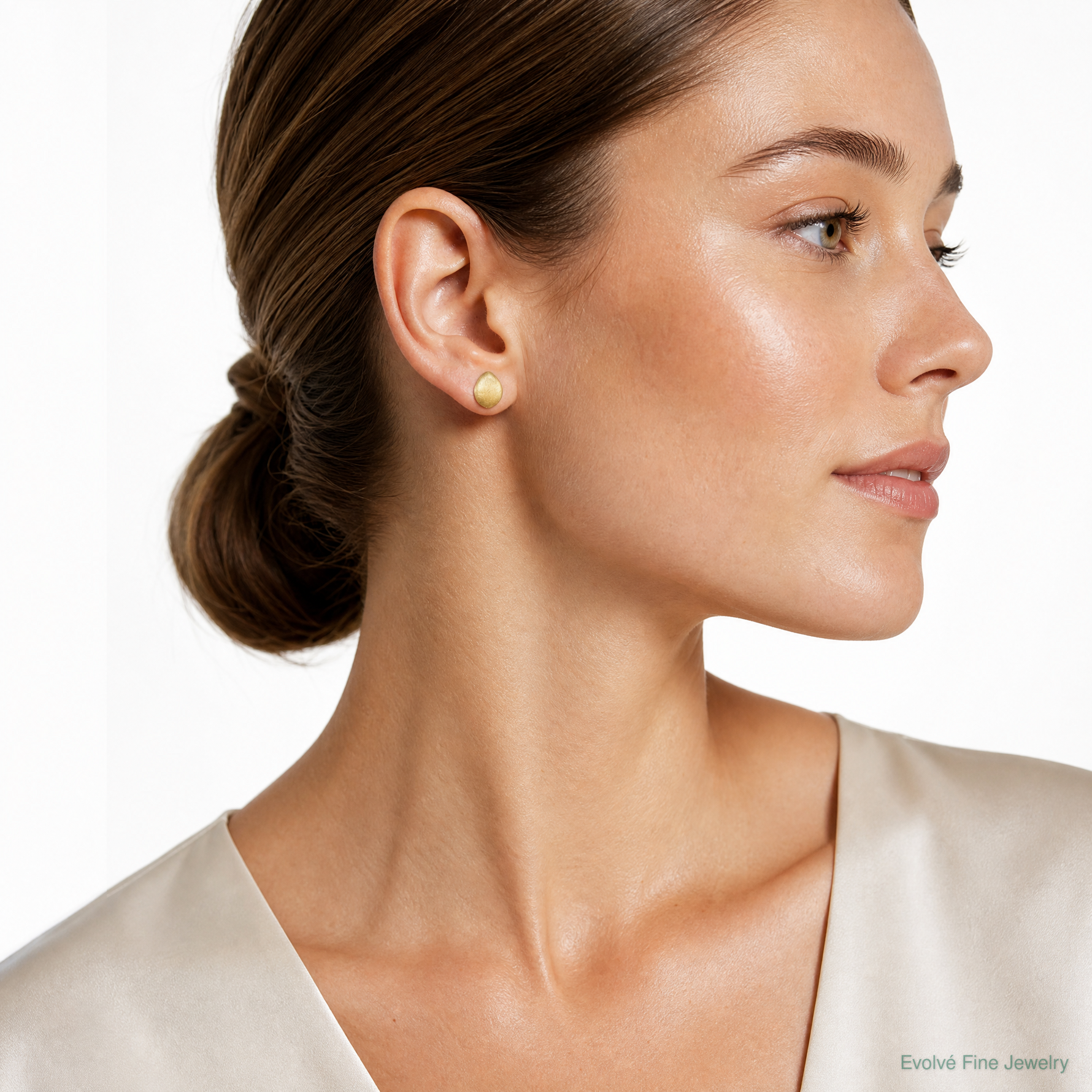 Leslie's 14K With Scratch Finish Post Earrings - Model Shot