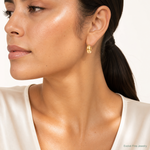 Leslie's 14K Polished Grooved J-Hoop Post Earrings - Model Shot