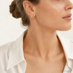 Leslie's 14K Polished Square Knot Post Earrings - Model Shot