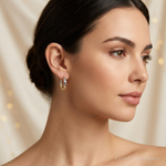 Leslie's 14K w/White Rhodium Plating Polished Hoop Earrings - Model Shot