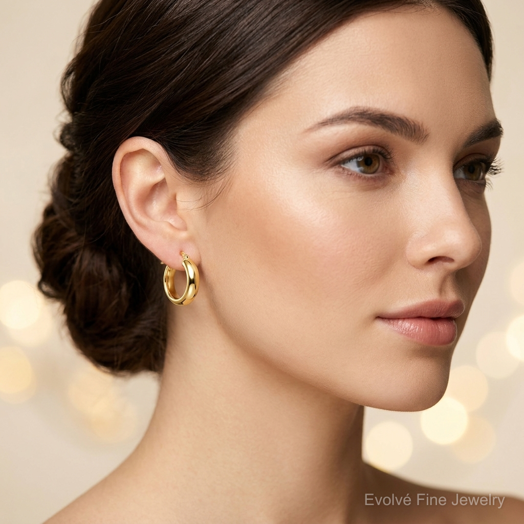 Leslie's 14K Polished Hoop Earrings - Model Shot