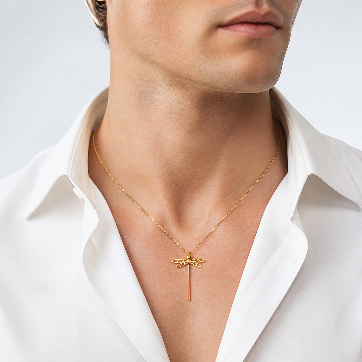 Leslie's 14K Polished Dragonfly w/2 in ext. Necklace - Model Shot