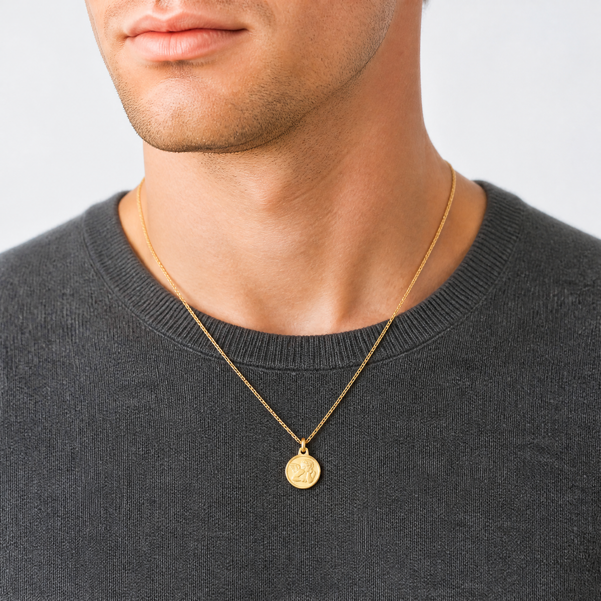 Leslie's 14k Polished and Matte Angel Pendant - Model Shot