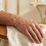 Leslie's 14K Two-tone Polished and Textured Fancy Link Bracelet - Model Shot