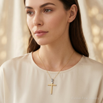 Leslie's 14K Two-tone Polished Cross Pendant - Model Shot