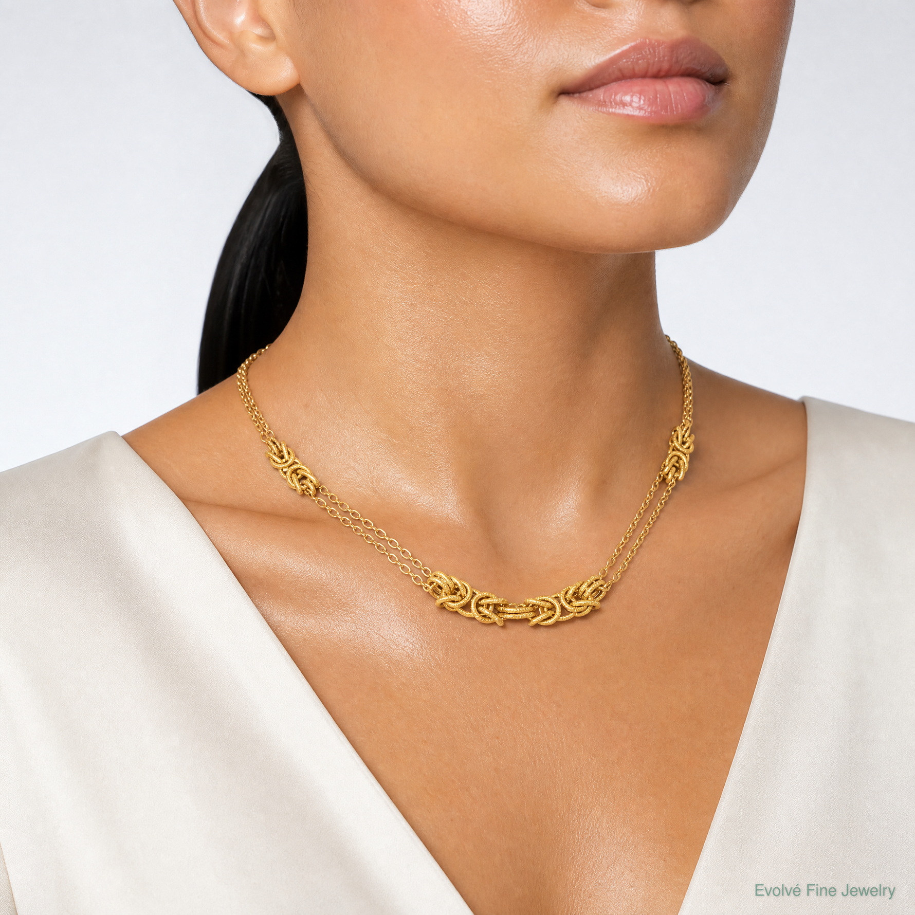 Leslie's 14K Polished and Textured Fancy Link Necklace - Model Shot