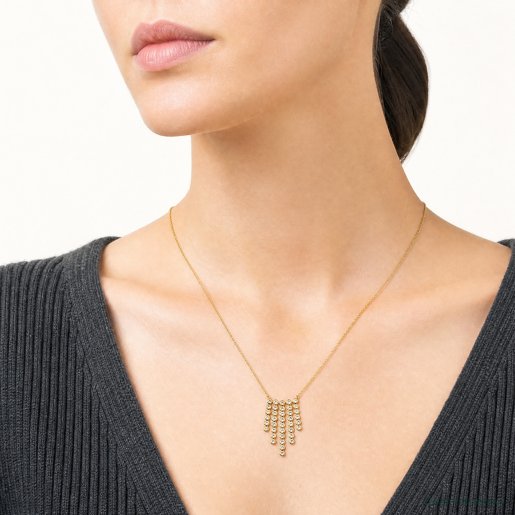 Leslie's 14K w/RH-plating Polished Fancy 18in Necklace - Model Shot