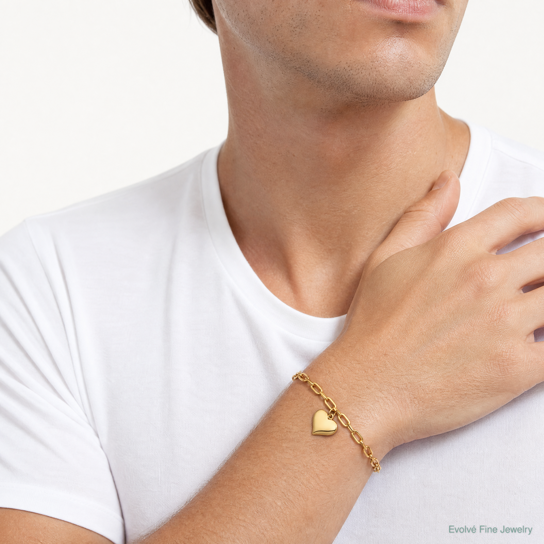 Leslie's 14K Polished Heart Charm Bracelet - Model Shot