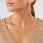 Leslie's 14K w/White Rhodium Polished and Dia-cut Paperclip Fancy Necklace - Model Shot