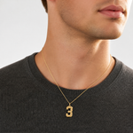 14k Large Brushed Diamond-cut Number 3 Charm - Model Shot