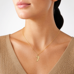 14k Large Brushed Diamond-cut  Number 7 Charm - Model Shot