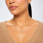 14k Small Cross Pendant - Model Shot