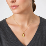 14k Red Enameled Miraculous Medal Pendant - Model Shot