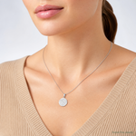 14k White Gold Saint Christopher Medal Charm - Model Shot