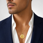 14k Saint Christopher Medal Pendant - Model Shot
