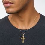14k Fleur De Lis Cross Pendant - Model Shot