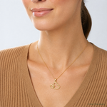 14K Polished Intertwined Double Heart Pendant - Model Shot