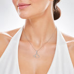 14K White Gold Polished Intertwined Double Heart Pendant - Model Shot