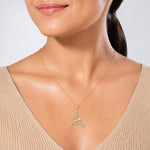 14k and White Rhodium Diamond-cut Filigree Dragonfly Pendant - Model Shot