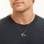 14k and White Rhodium Diamond-cut Dachshund Pendant - Model Shot