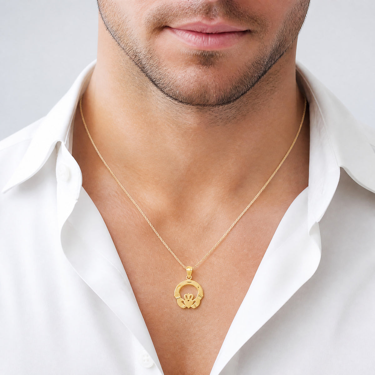 14k Claddagh Charm - Model Shot