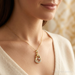 14k and White Rhodium Diamond-cut Mother and Baby Teardrop Pendant - Model Shot