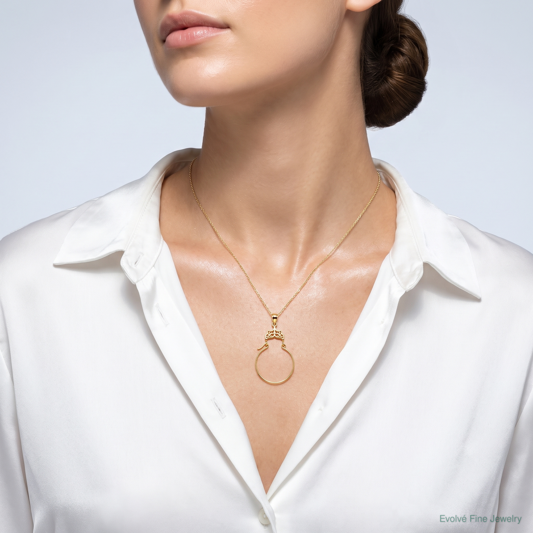 14k Filigree Charm Holder - Model Shot