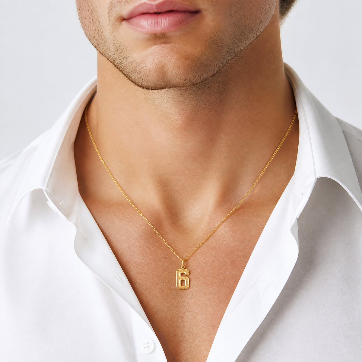 14k Medium Diamond-cut Number 6 Charm - Model Shot