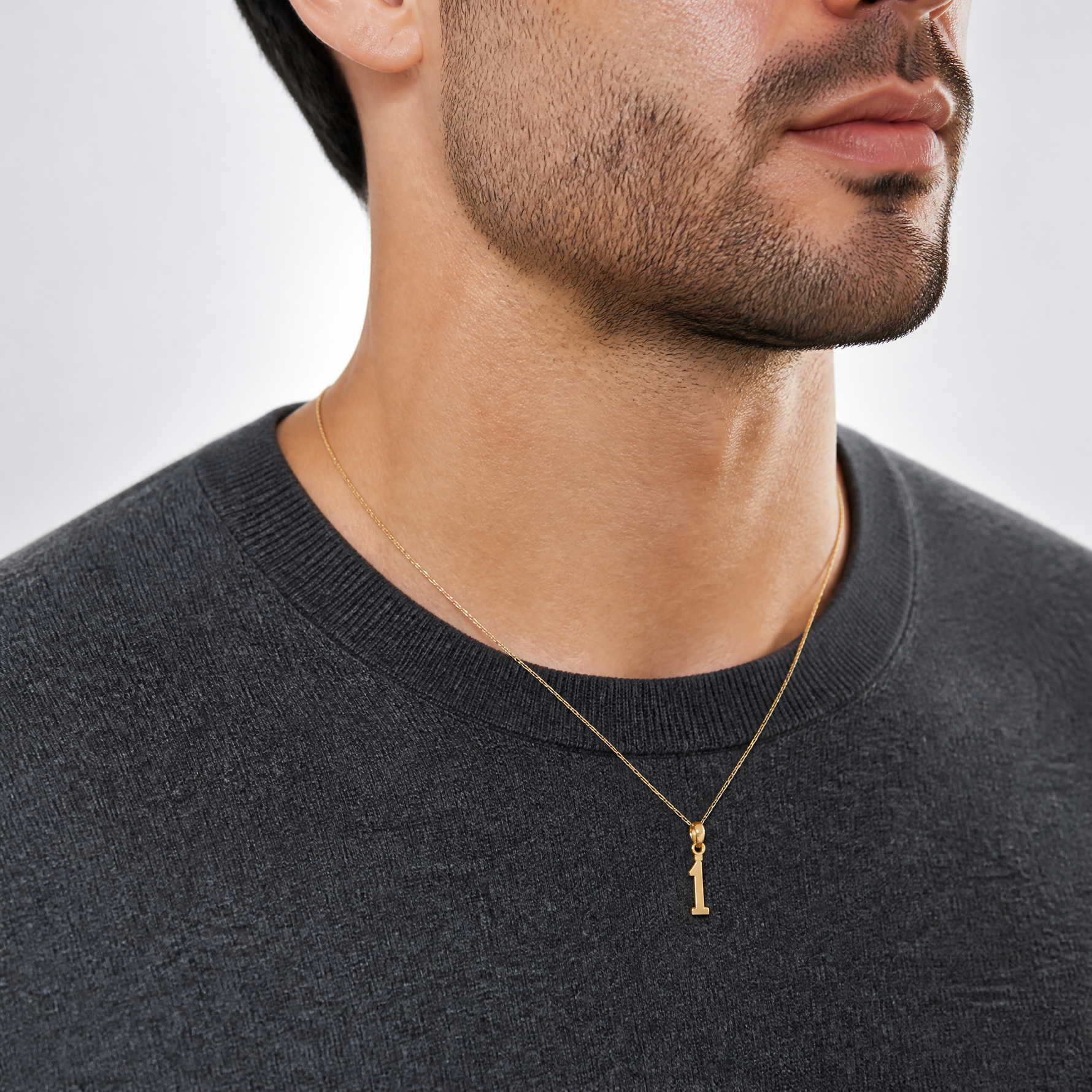 14k Polished Number 1 Pendant - Model Shot