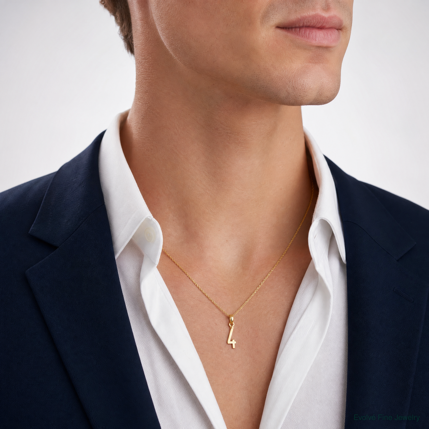 14k Polished Number 4 Pendant - Model Shot
