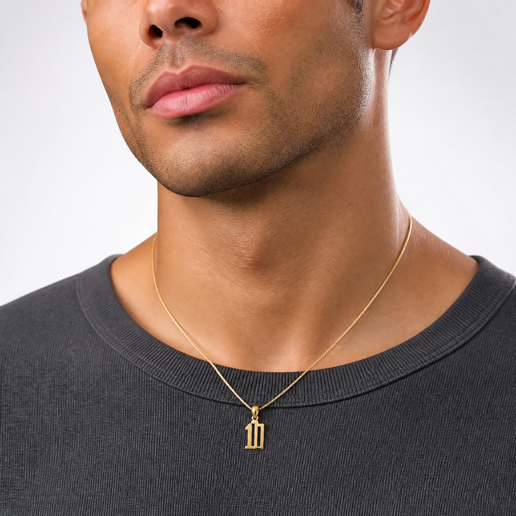 14k Polished Number 10 Pendant - Model Shot