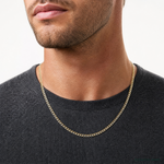 14k 4.7mm Lightweight PavÃ© Flat Cuban Chain - Model Shot