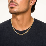 14k 7.2mm Lightweight PavÃ© Flat Cuban Chain - Model Shot