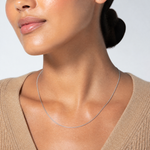 14k White Gold 1.3mm Curb Pendant Chain - Model Shot