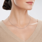 14k White Gold .85mm D/C Spiga with Spring Ring Clasp Chain - Model Shot