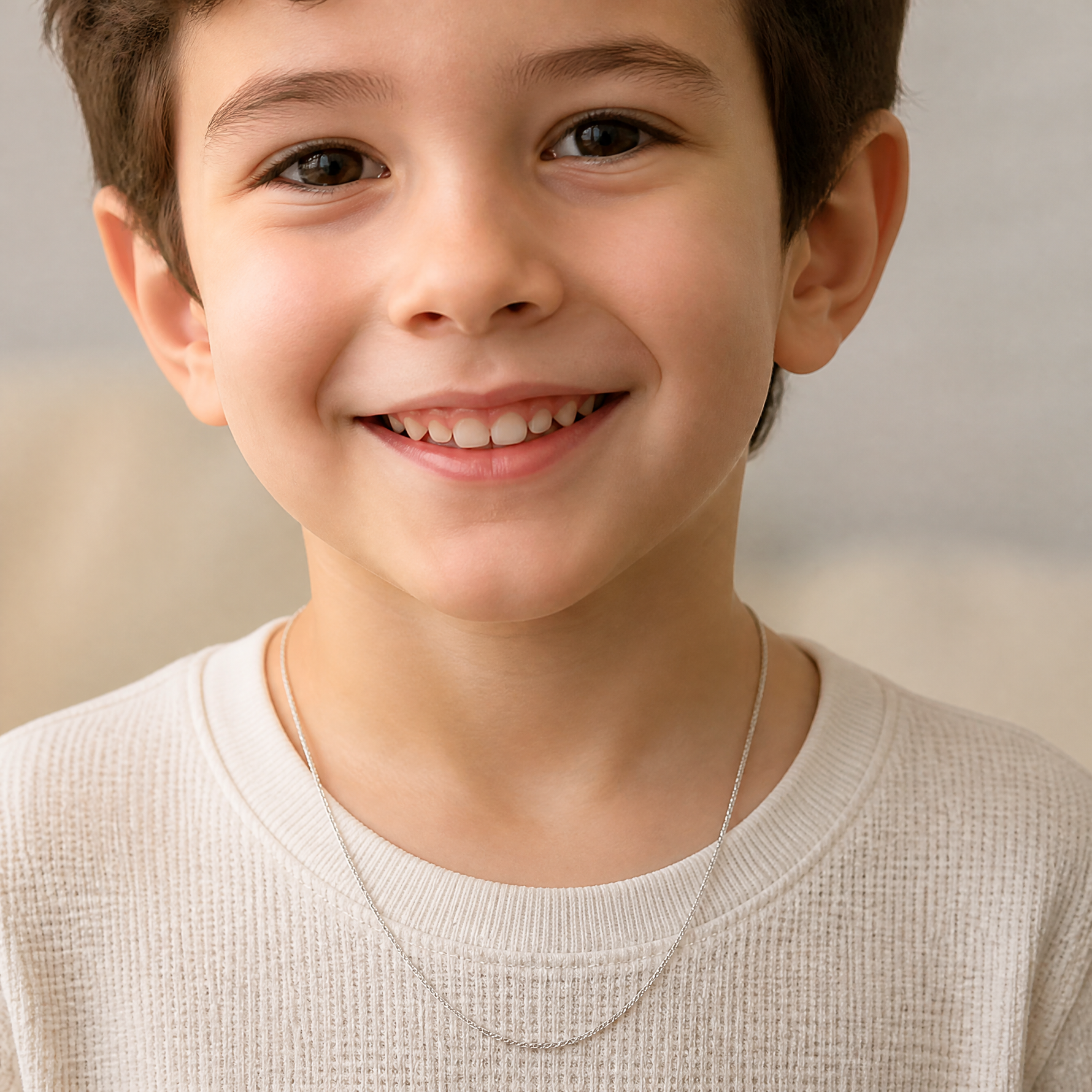 14k WG 1.1mm Baby Rope Chain - Model Shot