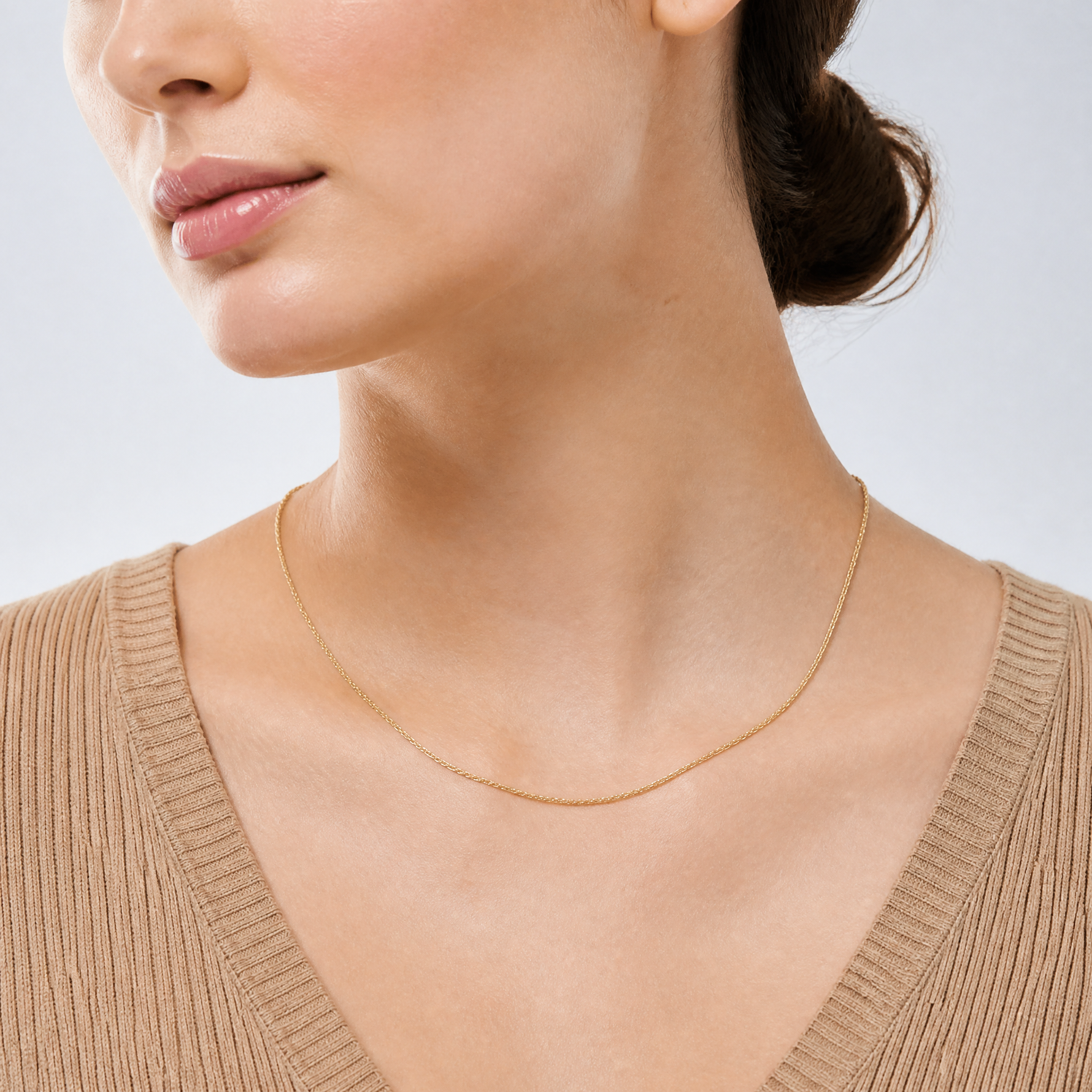 14k 1.2mm Cable Chain - Model Shot