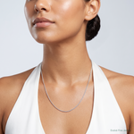 14K White Gold 1mm Round Parisian Wheat Chain - Model Shot