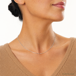 14k White Gold 2.1mm Solid Beveled Paperclip Chain - Model Shot