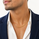 14k 3.0mm Solid Beveled Paperclip Chain - Model Shot
