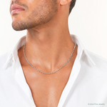 14k White Gold 3.0mm Solid Beveled Paperclip Chain - Model Shot